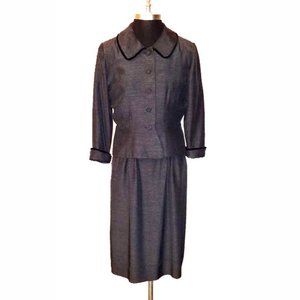 Vtg 50s 2 PC Sheath Dress Jacket Set S